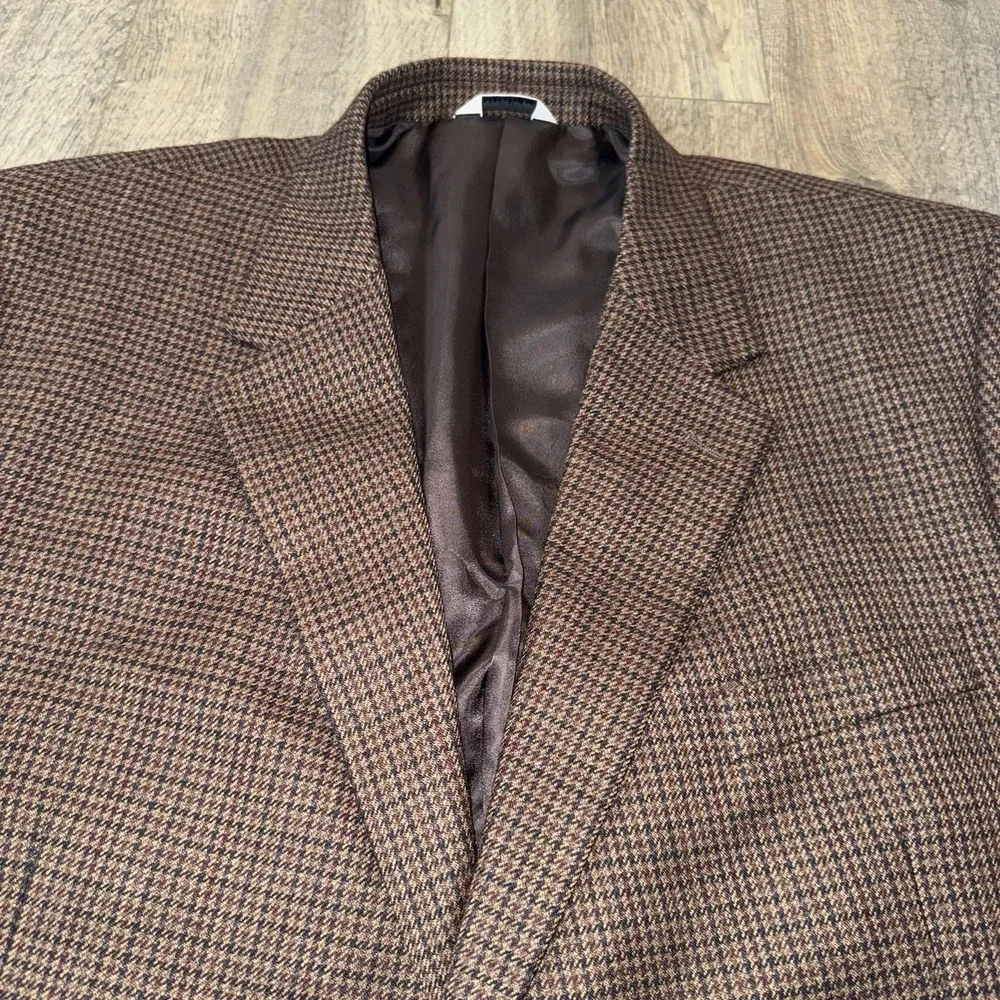 VTG Joseph & Fiess 100% Lambswool Sport Coat Mens 50R Check Blazer Suit Jacket